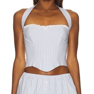 MAJORELLE Light Blue Striped Corset